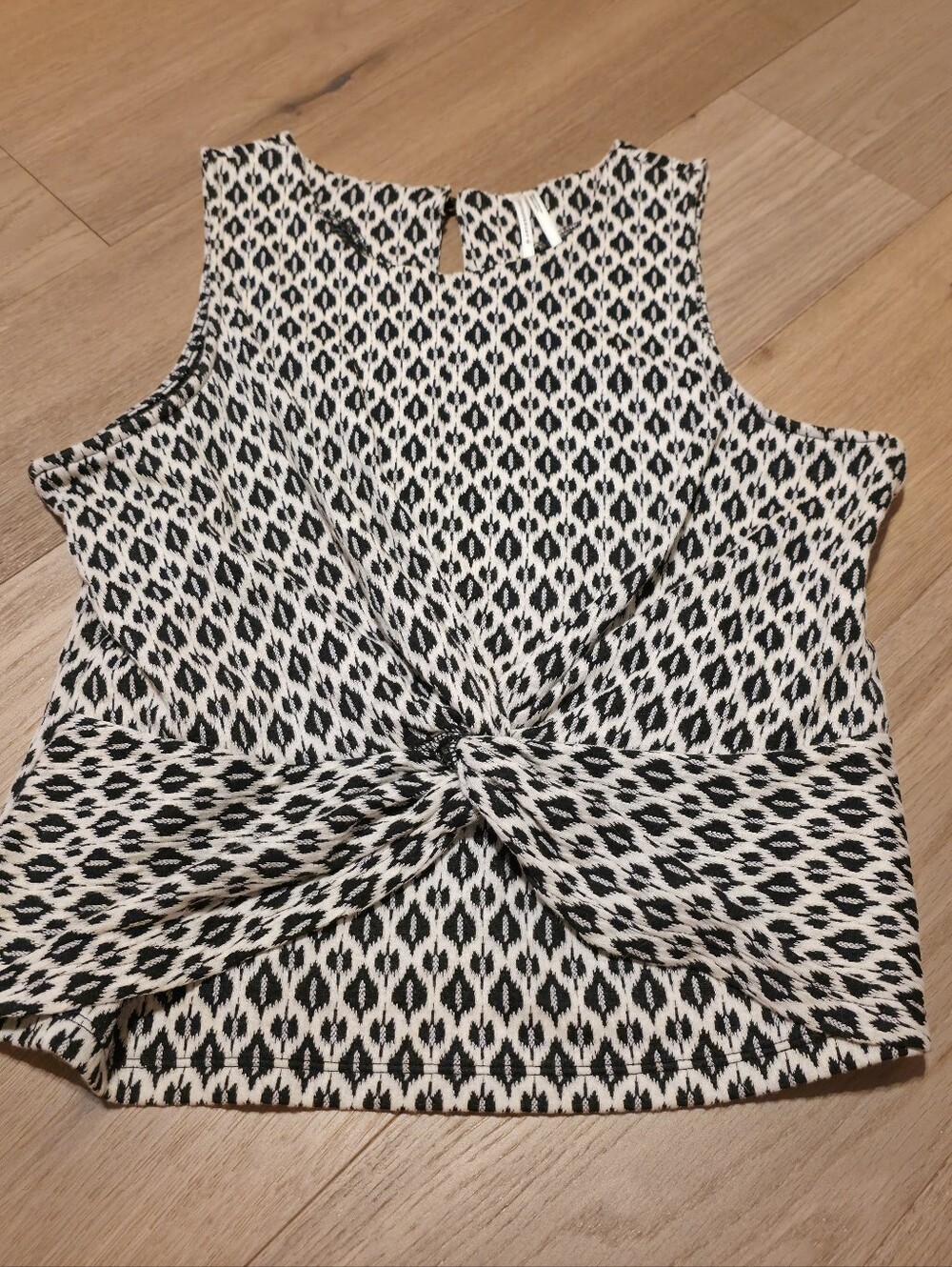 Anthropologie Black & White Knotted Sleeveless Camisole